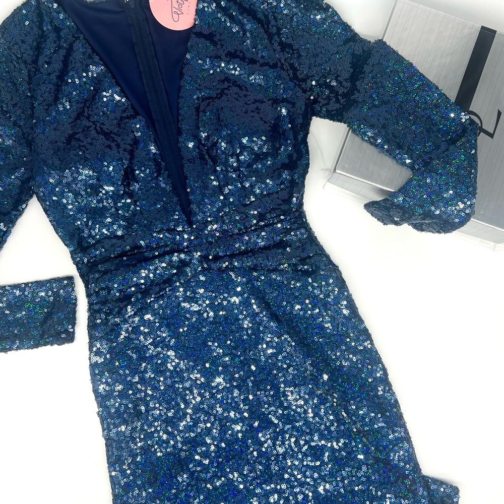 Blue Sequin Zip Back dress!